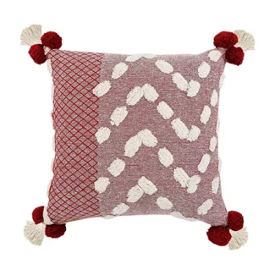 Lr Home Zara Textured Square Throw Pillow In Red