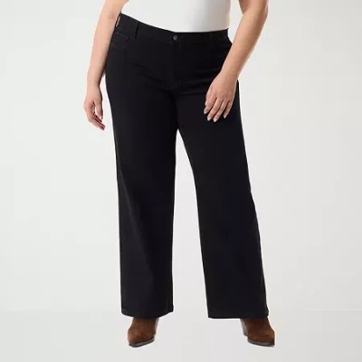Gloria Vanderbilt Womens Mid Rise Wide Leg Jean In Black