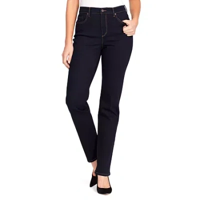 Gloria Vanderbilt Amanda Womens High Rise Stretch Fabric Straight Leg Regular Fit Jean In Black