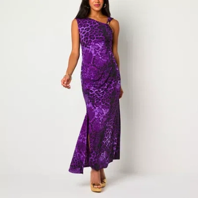 Bold Elements Womens Sleeveless Animal Maxi Dress In Purple