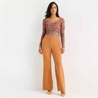 Bold Elements Womens Flare Mid Rise Trouser In Brown