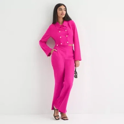 Bold Elements Womens Regular Fit Double Breasted Suit Jacket In Pink