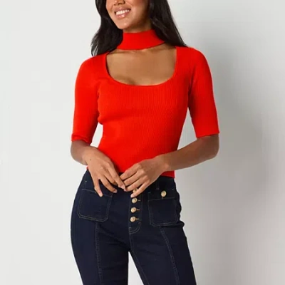 Bold Elements Womens Elbow Sleeve Pullover Sweater In Red