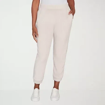 Alfred Dunner Calm Luxe Womens Cuffed Knit Jogger Pant In White