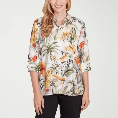 Alfred Dunner Classics Womens 3/4 Sleeve Blouse In Blue