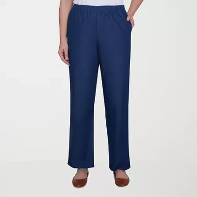Alfred Dunner Classics Womens Straight Mid Rise Pull-on Pant In Blue