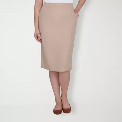 Alfred Dunner Classics Womens Pencil Skirt In Sand
