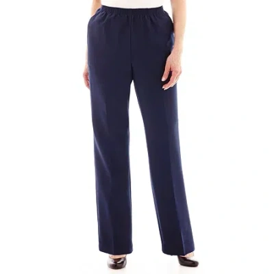 Alfred Dunner Classics Womens Straight Mid Rise Pull-on Pant In Blue