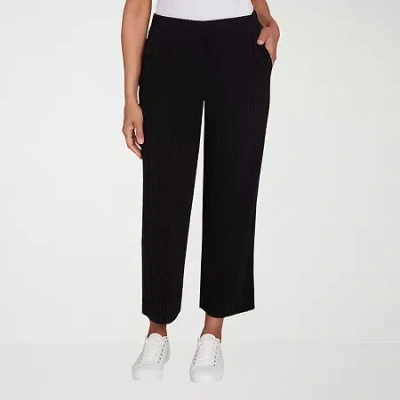 Alfred Dunner Lake Champlain Womens Wide Leg Ankle Pant In Black