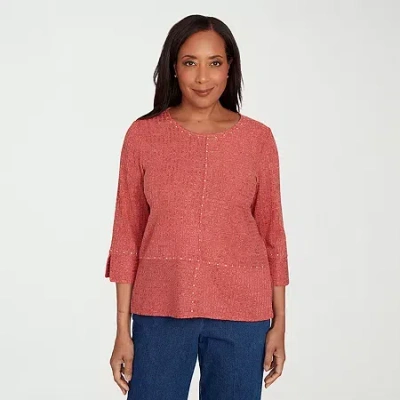 Alfred Dunner Sunset Canyon Womens Crew Neck 3/4 Sleeve T-shirt In Red