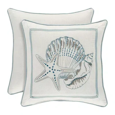 Royal Court Water's Edge Square Throw Pillow In White