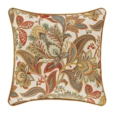 Five Queens Court August 18x18 Square Throw Pillow In Orange