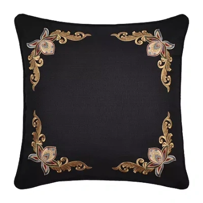 Royal Court Calabria Square Throw Pillow In Black