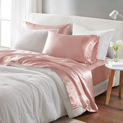 Madison Park Essentials Satin Wrinkle Resistant Pillowcase In Pink