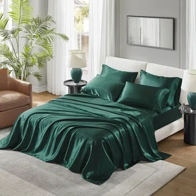 Madison Park Essentials Satin Wrinkle Resistant Pillowcase In Green