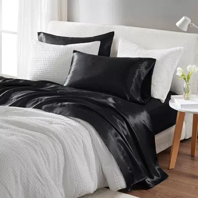 Madison Park Essentials Satin Wrinkle Resistant Pillowcase In Black