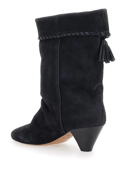 Isabel Marant Women 'dalby' Black Boots With Pointed Toe And Tassel Fringe In Suede Woman In Black