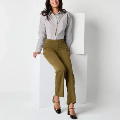 Worthington Womens Long Sleeve Blouse In Green