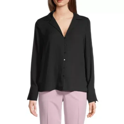 Worthington Womens Long Sleeve Camp Shirt In Animal Print