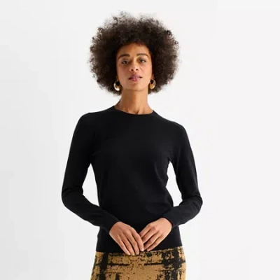 Worthington Womens Crew Neck Long Sleeve Pullover Sweater In Multi