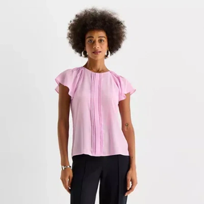 Worthington Petite Womens Perfect Blouse In Pink