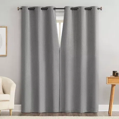 Sun Zero Glynn Magnetic Closure Grommet Top 100% Blackout Set Of 2 Curtain Panel In Gray