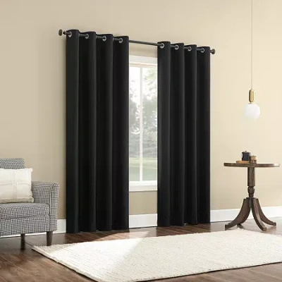 Sun Zero Atmosphere Grommet Top 100% Blackout Single Curtain Panel In Black