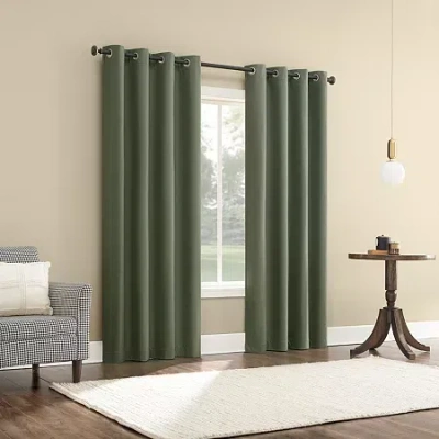 Sun Zero Atmosphere Grommet Top 100% Blackout Single Curtain Panel In Green