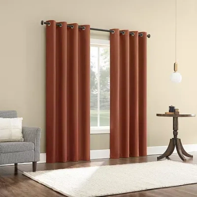 Sun Zero Atmosphere Grommet Top 100% Blackout Single Curtain Panel In Brown
