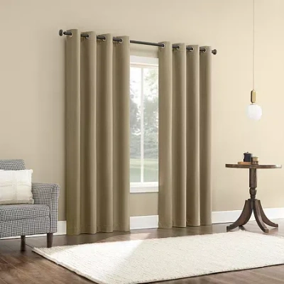 Sun Zero Atmosphere Grommet Top 100% Blackout Single Curtain Panel In Sand