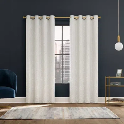 Sun Zero Atmosphere Davenport Grommet Top 100% Blackout Single Curtain Panel In White