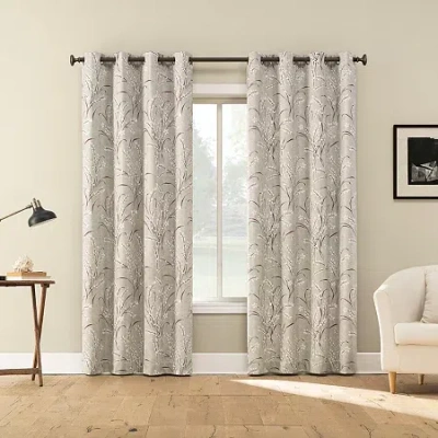 Sun Zero Atmosphere Darley Grommet Top 100% Blackout Single Curtain Panel In Sand