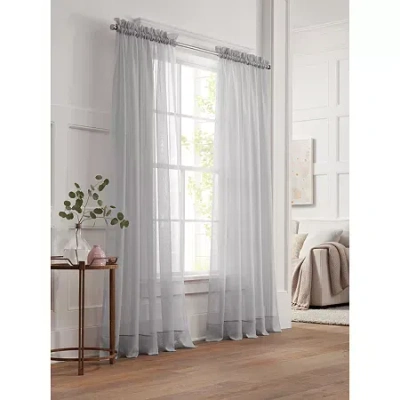 Liz Claiborne Lisette Rod Pocket Sheer Single Curtain Panel In Gray