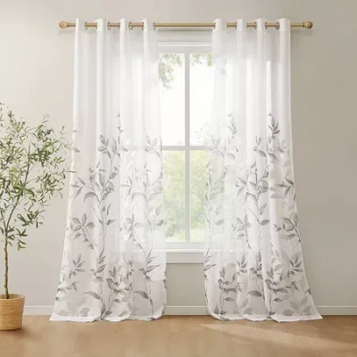Madison Park Vera Grommet Top Sheer Single Curtain Panel In White