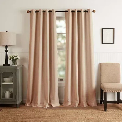 Martha Stewart Westchester Solid Grommet Top Blackout Single Curtain Panel In Neutral