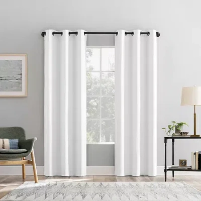 Sun Zero Percy Solid Grommet Top Energy Saving 100% Blackout Single Curtain Panel In White