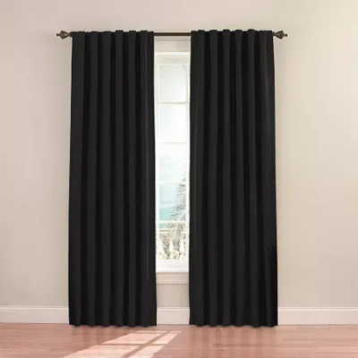 Eclipse Fresno Rod Pocket Blackout Single Curtain Panel In Black