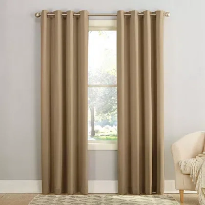 Sun Zero Emory Grommet Top Light-filtering Single Curtain Panel In Sand