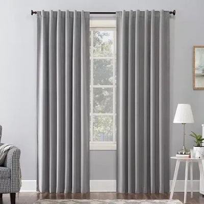 Sun Zero Amherst Velvet Thermal Extreme Back Tab Energy Saving 100% Blackout Single Curtain Panel In Gray