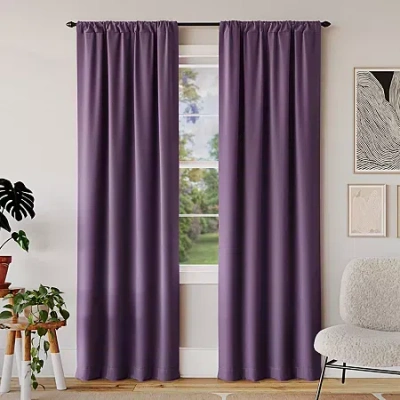 Sun Zero Rianna Rod Pocket 100% Blackout Single Curtain Panel In Purple