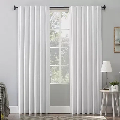 Sun Zero Amherst Velvet Thermal Extreme Back Tab Energy Saving 100% Blackout Single Curtain Panel In White