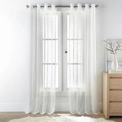 Stratford Park Brie Grommet Top Sheer Set Of 2 Curtain Panel In White