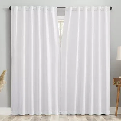 Sun Zero Aria Magnetic Closure Back Tab 100% Blackout Set Of 2 Curtain Panel In White