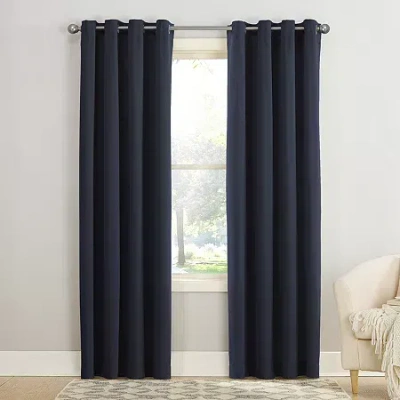 Sun Zero Emory Grommet Top Light-filtering Single Curtain Panel In Blue