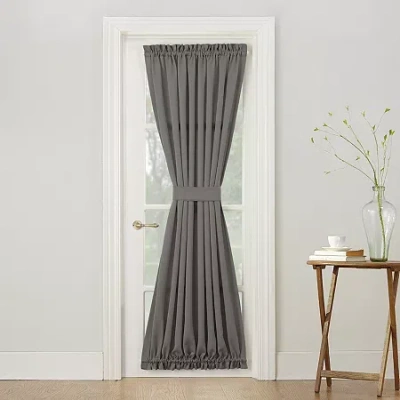 Sun Zero Emory Light-filtering Rod Pocket Single Door Panel Curtain In Black