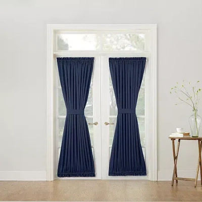 Sun Zero Emory Light-filtering Rod Pocket Single Door Panel Curtain In Blue