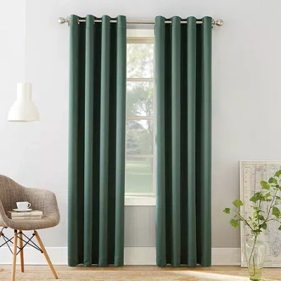 Sun Zero Emory Grommet Top Light-filtering Single Curtain Panel In Green