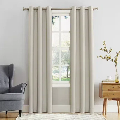 Sun Zero Evan Grommet Top Energy Saving Blackout Single Curtain Panel In Sand
