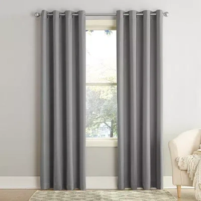 Sun Zero Emory Grommet Top Light-filtering Single Curtain Panel In Gray