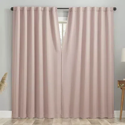 Sun Zero Aria Magnetic Closure Back Tab 100% Blackout Set Of 2 Curtain Panel In Pink